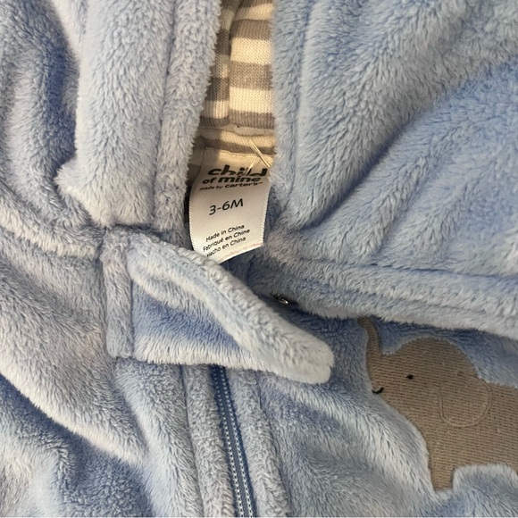 Child Of Mine By Carters Baby Boy Snowsuit Light Blue 3-6m Hooded Fleece Mittens - Picture 6 of 9